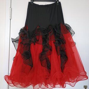 Red and Black Ruffled Tango Skirt